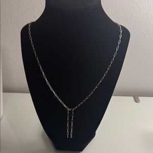 Sterling silver Paperclip Lariat Necklace - Women Jewelry